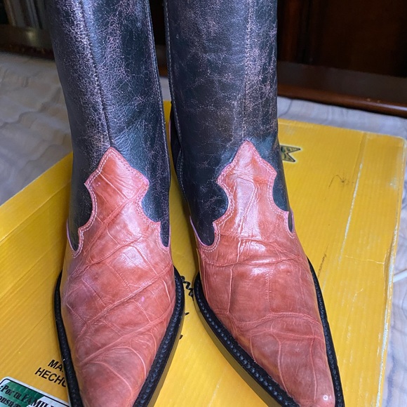 Genuine exotic crocodile women’s cowboy western vaquero boots pink brown 6 1/2 7 - Picture 6 of 8